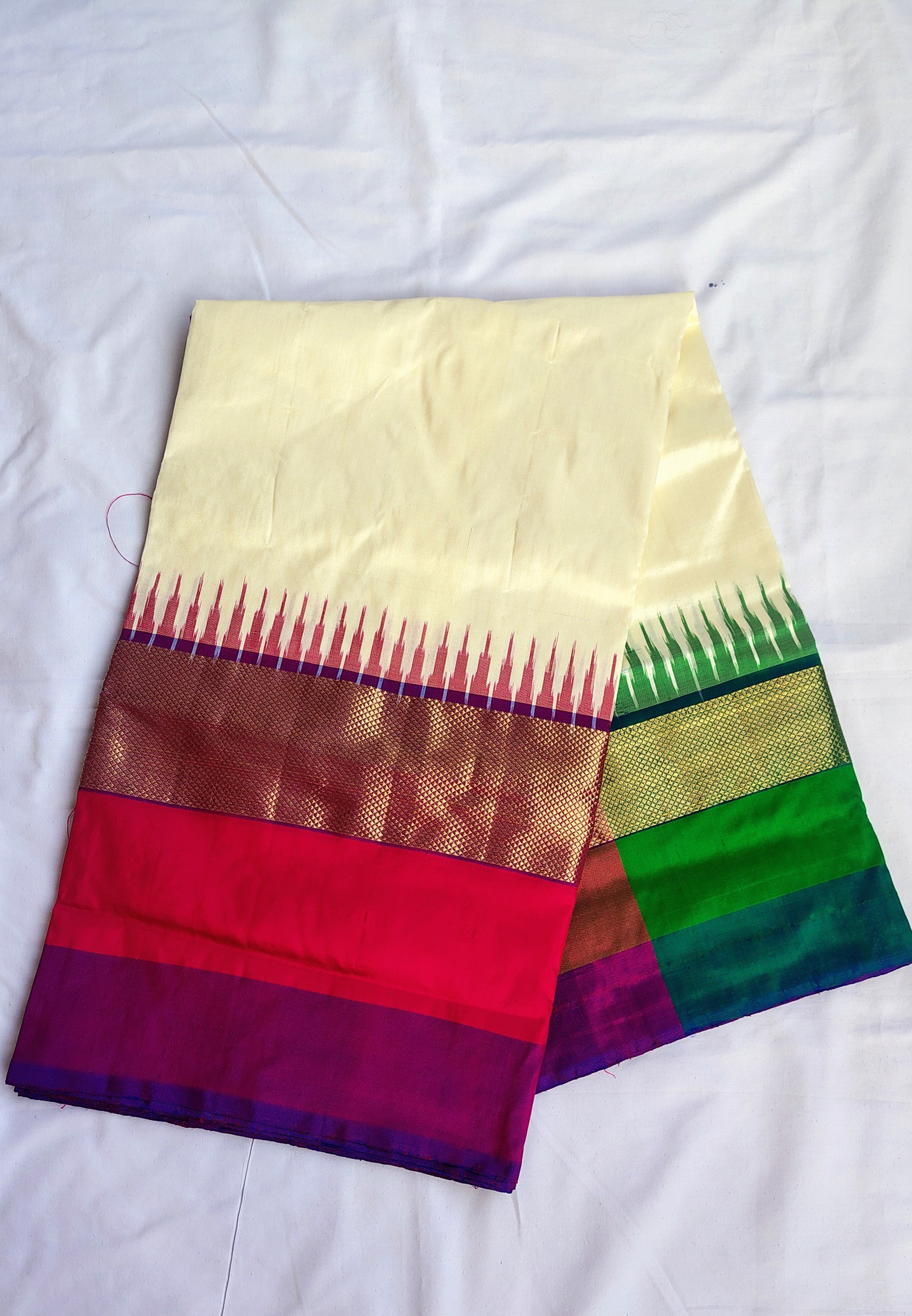 EC19 Ikkat pure silk handloom saree pallu and blouse same ikkath design