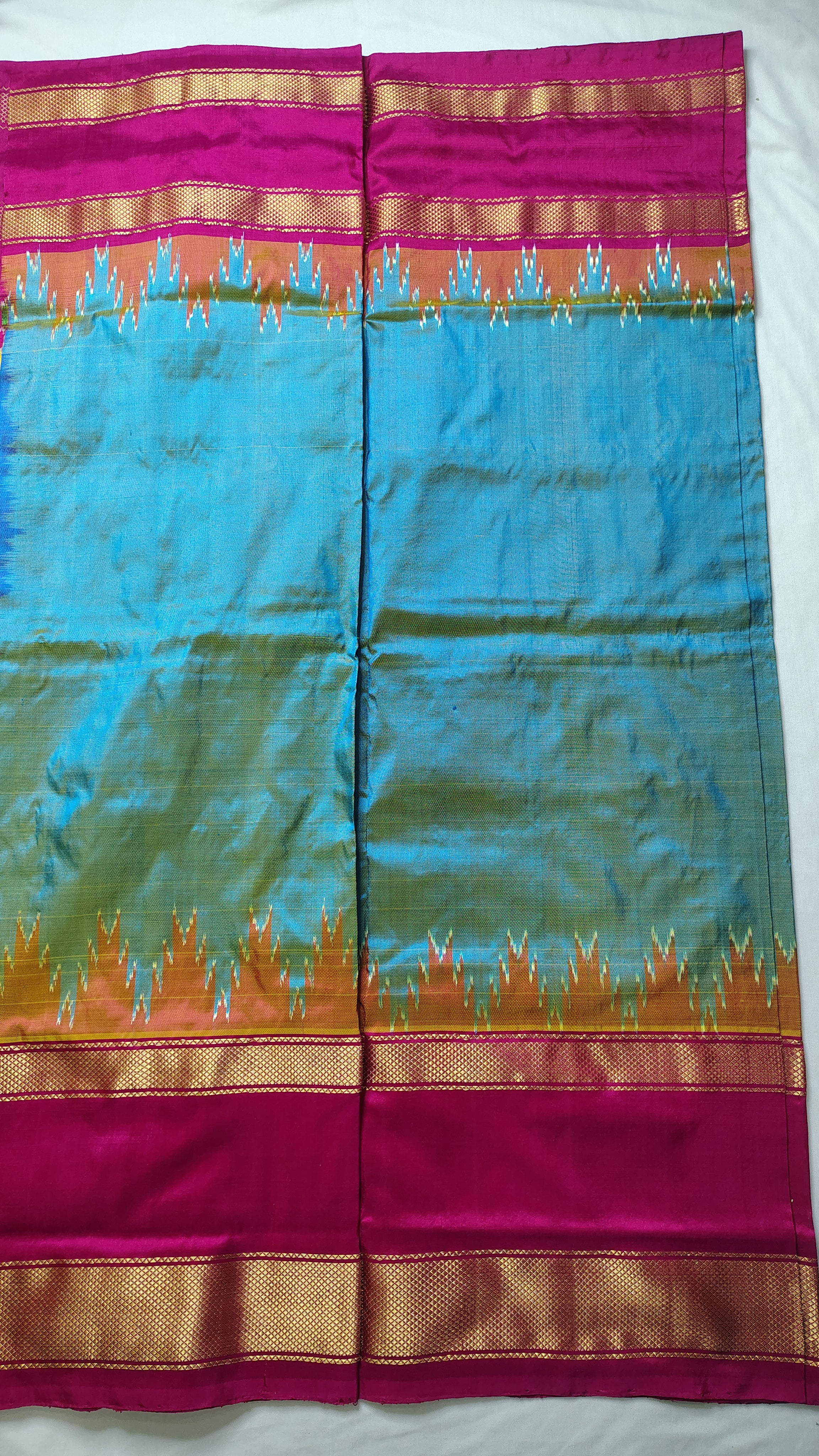 EC11 Ikkat pure silk handloom saree pallu and blouse same design