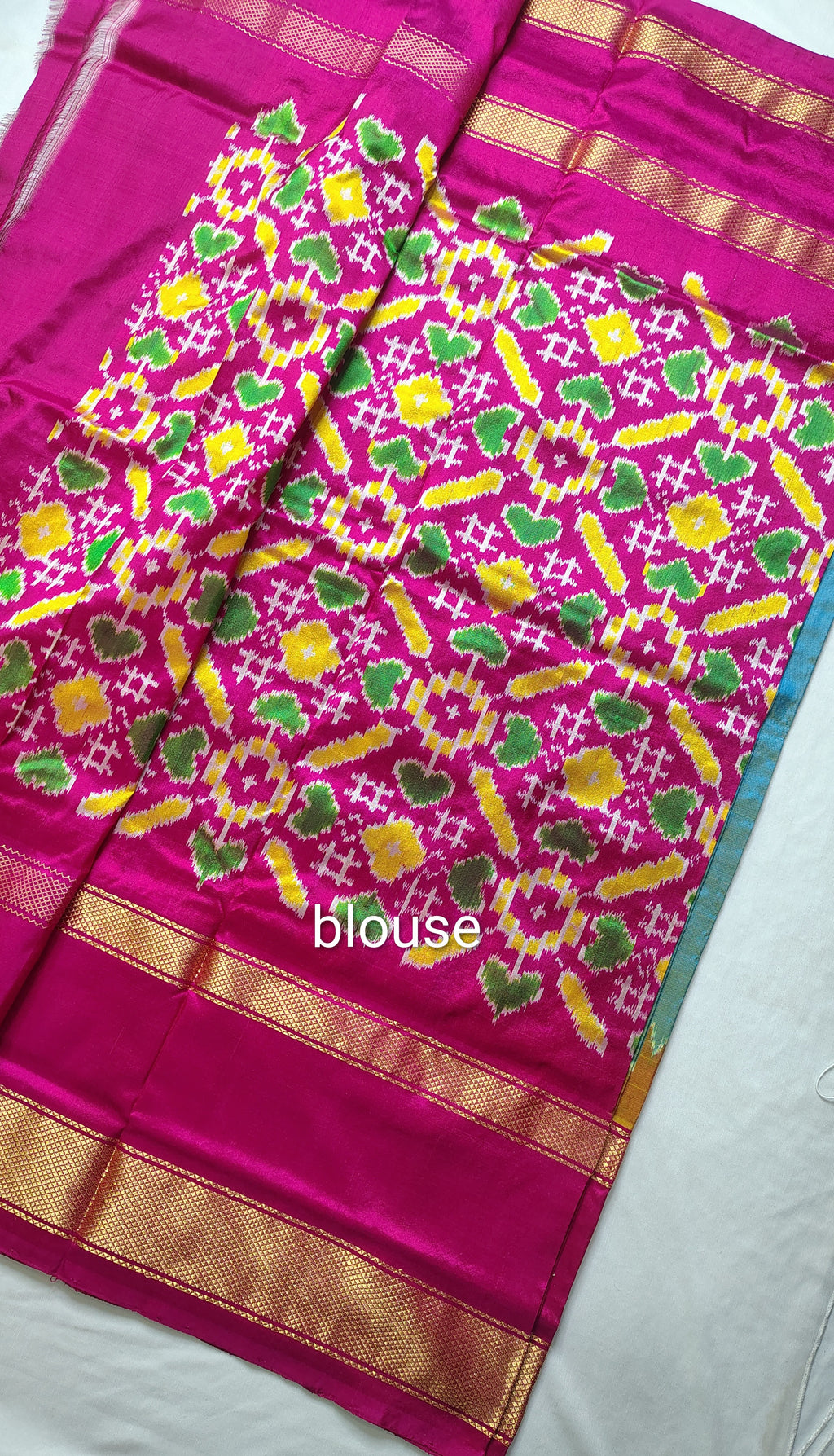 EC11 Ikkat pure silk handloom saree pallu and blouse same design