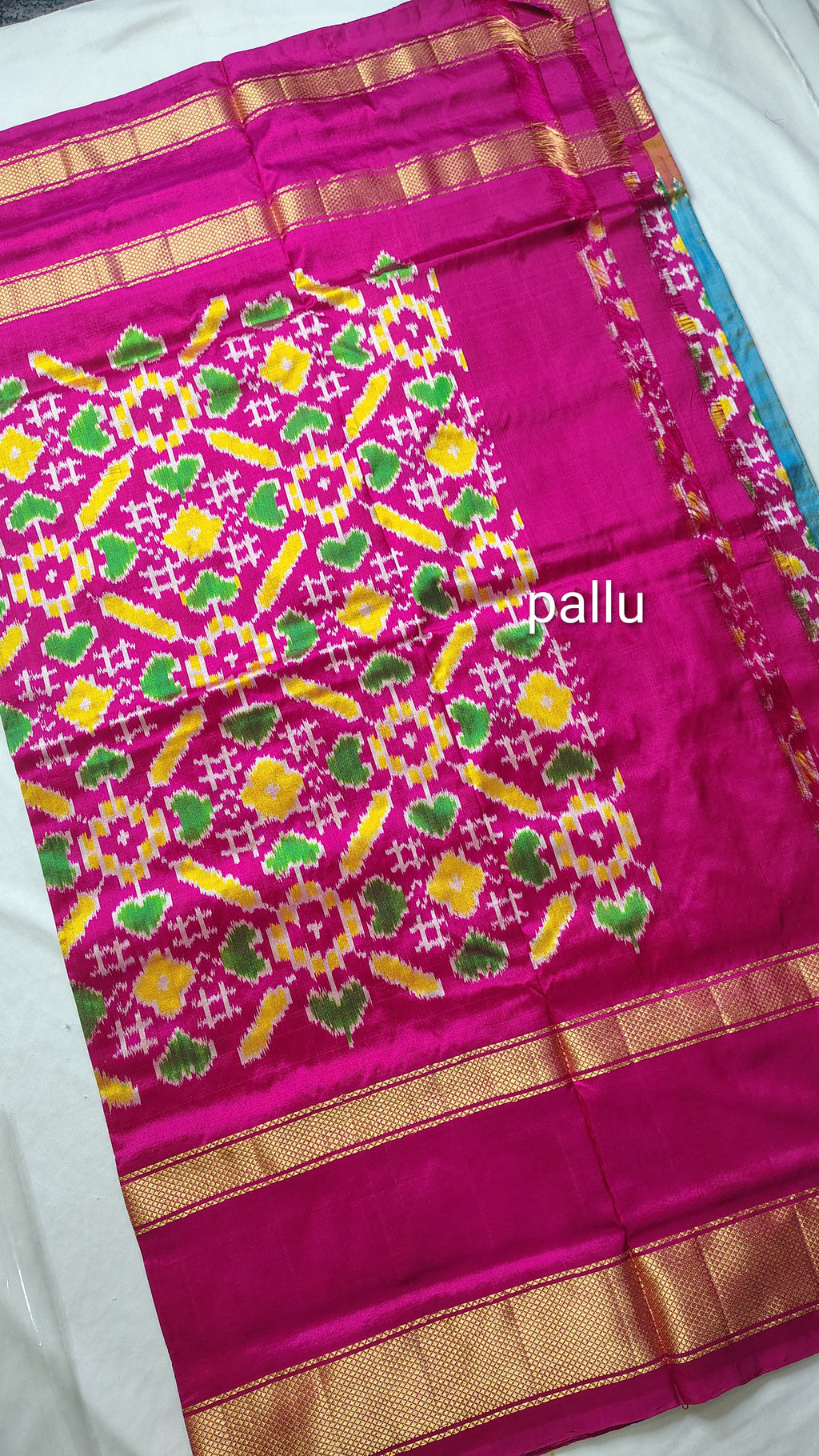 EC11 Ikkat pure silk handloom saree pallu and blouse same design